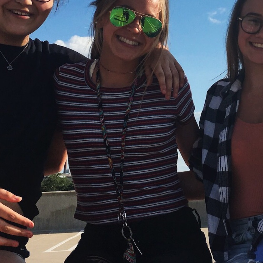 Hollister ribbed striped crop tee